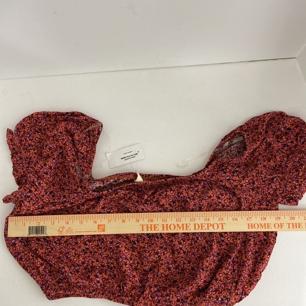 Sky & Sparrow Coral Floral Crop Top Size Medium NWT - Picture 7 of 10